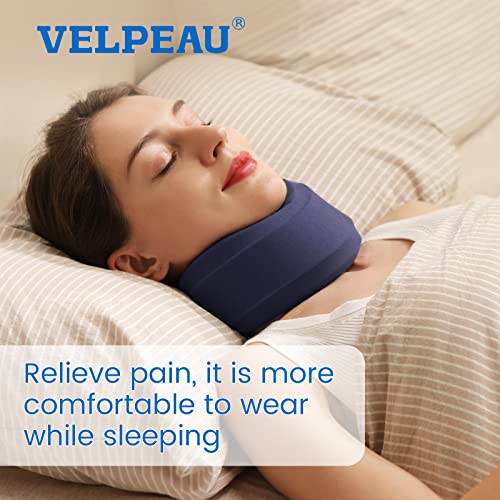 Velpeau Neck Brace -Foam Cervical Collar - Soft Neck Support Relieves Pain & Pressure In Spine - Wraps Aligns Stabilizes Vertebrae - Can Be Used During Sleep (Enhanced, Blue, Large, 3.3″) #TOP2