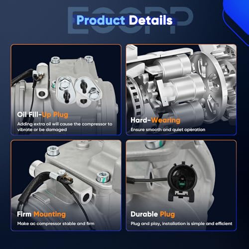 Image of ECCPP AC Compressor Fit for Kia Rondo 2.4L 2010-2012 AC Compressor with Clutch Fast Cooling 6 Grooves