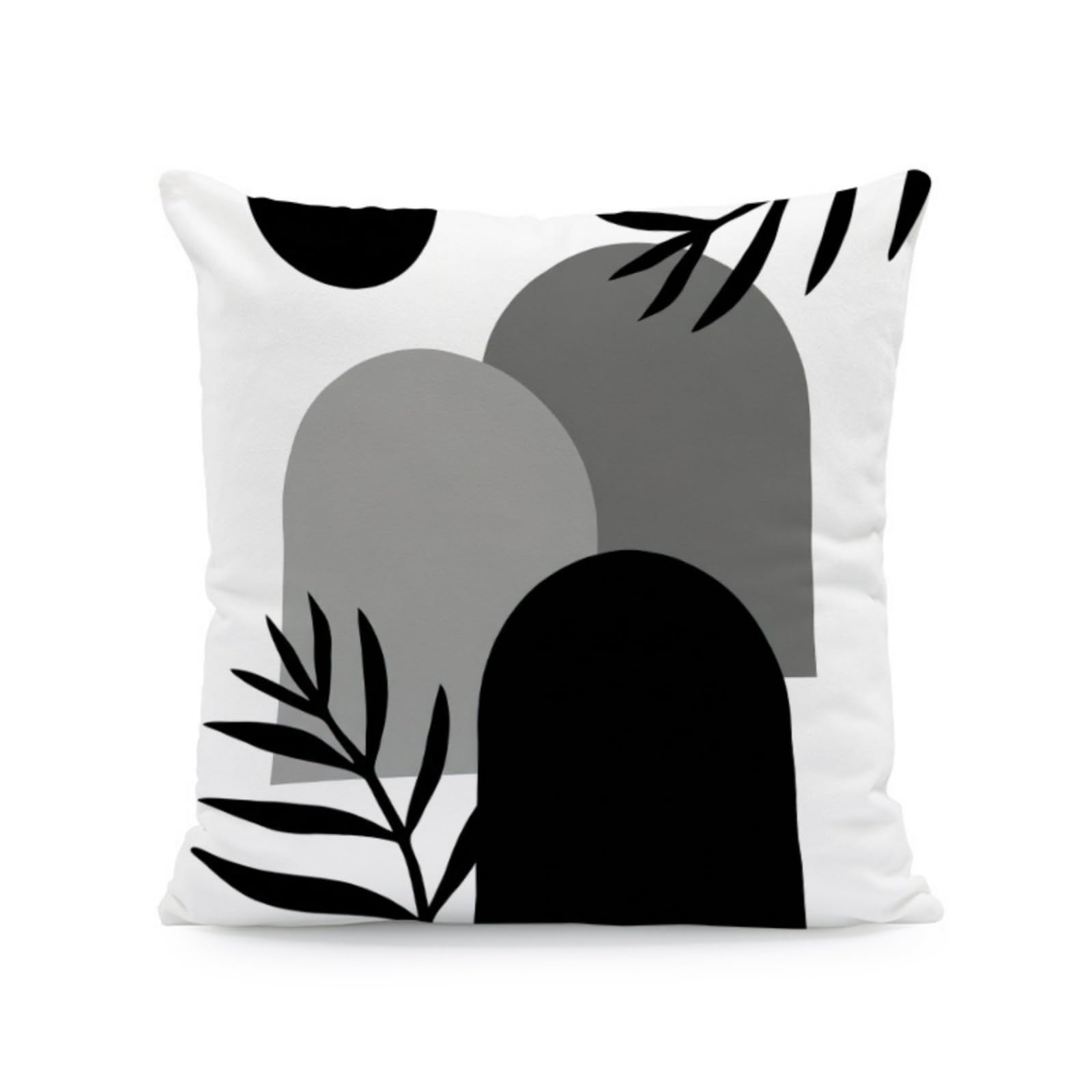 wxlmom Cushion Covers 40cm x 40cm Black Leaves Pillowcase Invisible Zipper