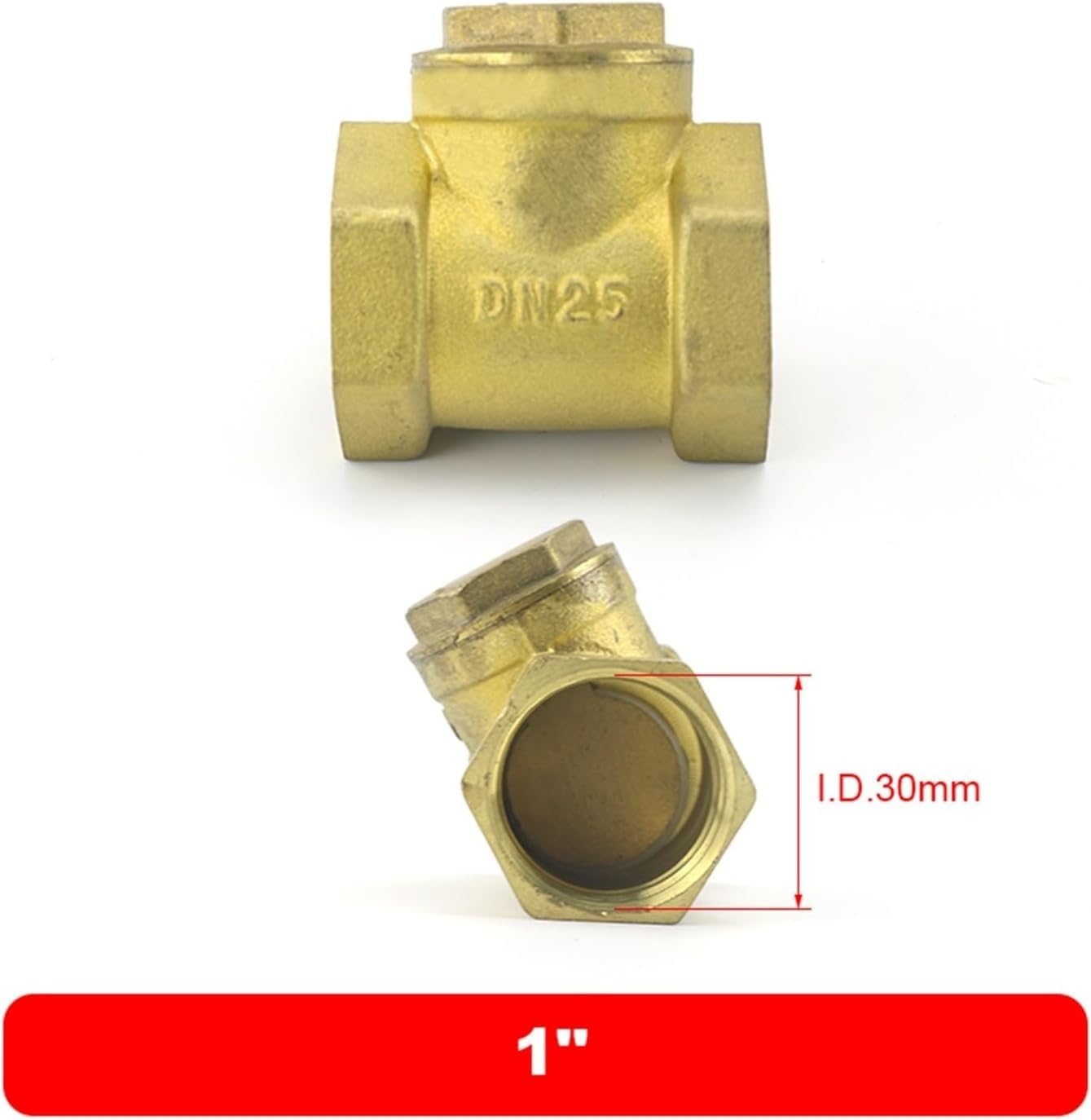 Zawór zwrotny mosiężny poziomy - 1/2", 3/4", 1" BSP Zawór zwrotny z gwintem wewnętrznym 1 szt.(1In)
