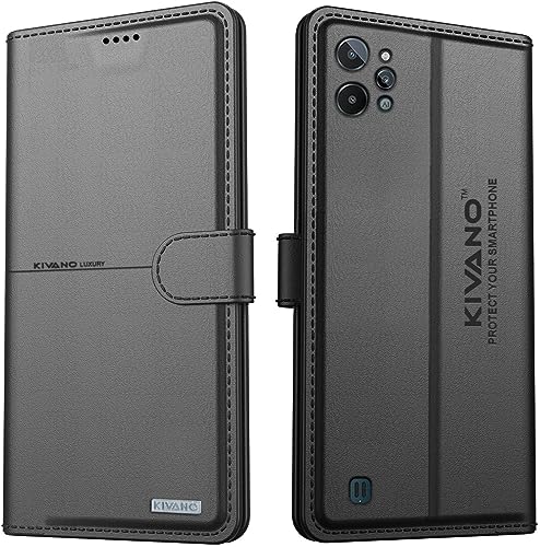 Image of KIVANO Compatible with Realme C31 Flip Cover | Leather Finish | Inside Pockets & Inbuilt Stand | Shockproof Wallet Style Magnetic Closure Back Cover Case