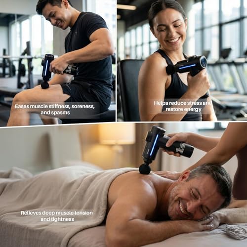Image of Deep Tissue Bolt Hand Held Gun Massager |Percussion Massager for Full Body Pain Relief - Neck, Shoulder, Back, Foot|Ideal for Men & Women - Black