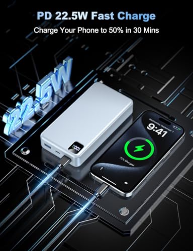 Image of Portable Charger Power Bank, 56800mAh Battery Pack, 22.5W Fast Charging Portable Phone Charger for Camping Travel Essential Compatible with iPhone 17 /16 /15 /14 /13 Series, Samsung, Google,iPad-White