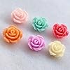 Chenkou Craft Random 100pcs Assorted of Color 8mm Rose Flower Resin Flat Back Flatbacks Loose Beads Kid's Bow DIY Craft (8mm) #3