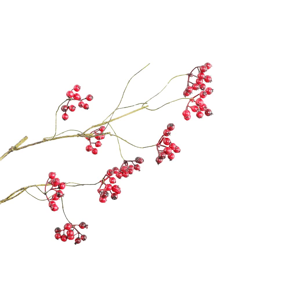6 bouquet di bacche artificiali, bacche artificiali realistiche, decorazione per la casa e decorazione per feste (rosso baccha, 28)
