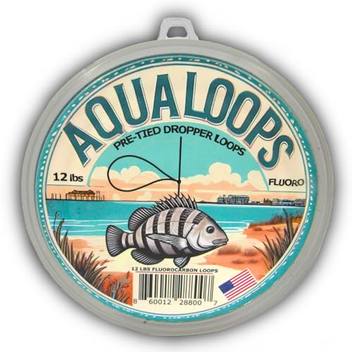 Pre-Tied Dropper Loops - 12Lbs Flourocarbon- 80 Loops 12 inches Apart - Made in USA