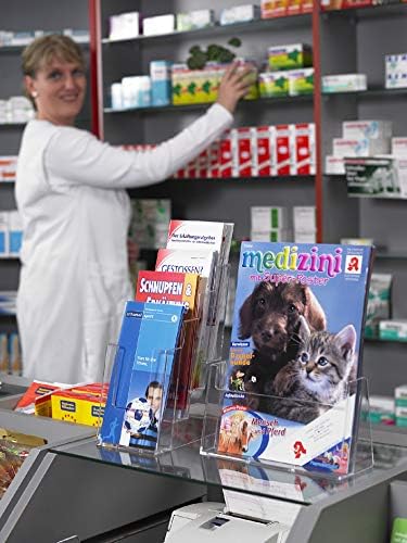 helit H2352202 – Tischprospekthalter 4 Pockets for DIN A5 Portrait – Transparent