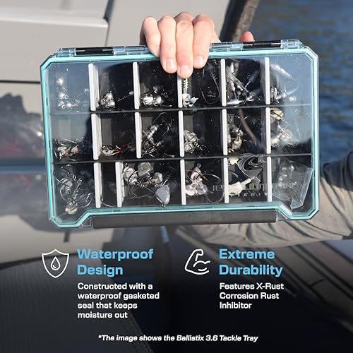 Image of Evolution Fishing BallistiX 3.7 Tackle Tray - Waterproof, Anti-Corrosion, Single Latch, Clear Polycarbonate Lid, Lure Box, Tackle Storage Box, Removable Dividers
