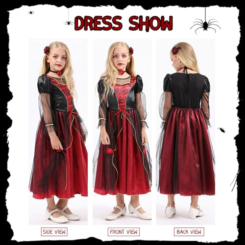 Clundoo Vampire Costume Kids, Vampire Costume Girl, Girls Vampire Dress, Vampire Outfit Kids for Role-Playing - Image 3