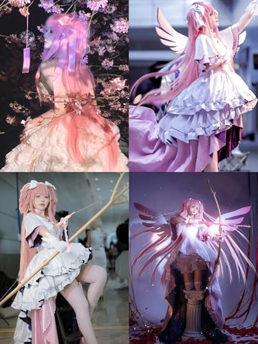 Image of Mado-ka Cosplay Wig 37.4'' Long Pink Anime Ponytail Wig with Bangs | Dark Pink Twin Tails Pigtails Wigs for Women Halloween Party Costumes