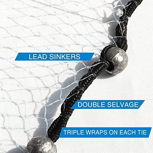 BasicGear® Pancake® Cast Net, 12ft Radius, 3/16 Mesh, 1.25lb, for Bait Fish - image 6