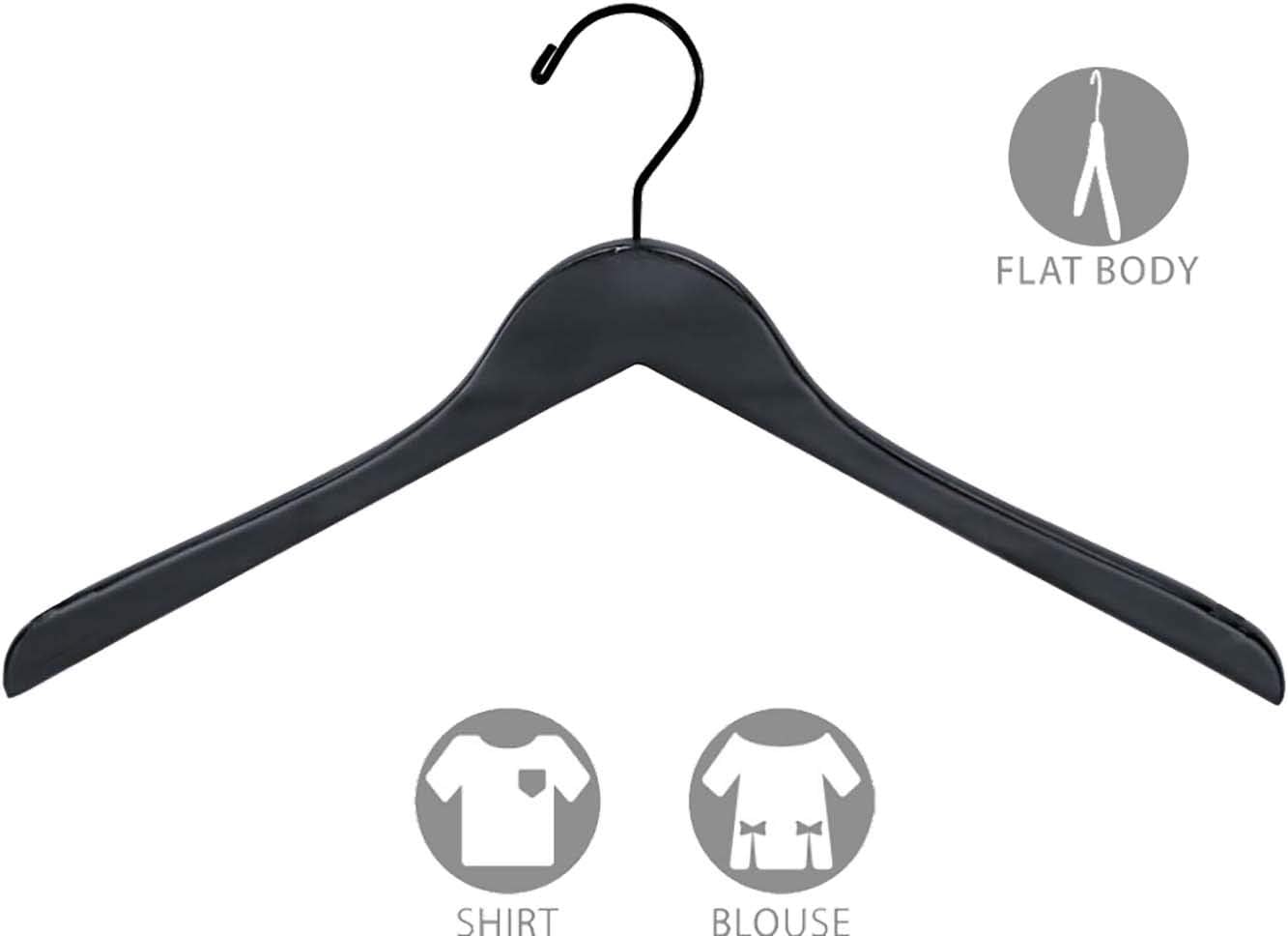 Matte Black Finish Wood Top Hanger with Black Hardware in 17" Length X 1/2" Thick, Box of 100