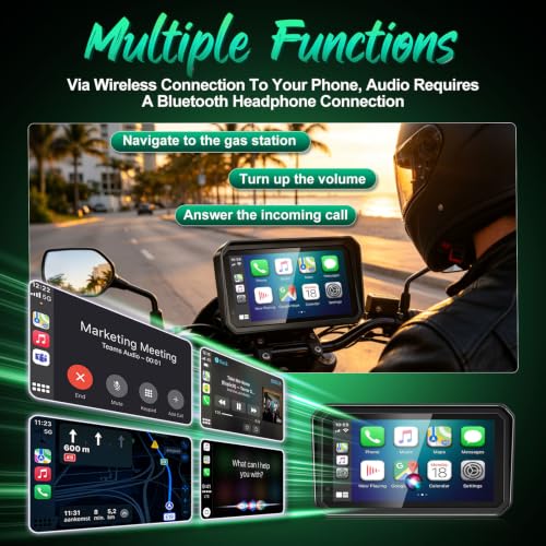 Image of YZW 6 Inch Motorcycle Carplay, GPS Navigation with Android Auto, Siri & Google Assistant /USB Cable /Bluetooth 5.2 /TMPS /Anti-Glare /Voice Control /IP69K Waterproof Touchscreen /Light Sensor /Magnetic Mount