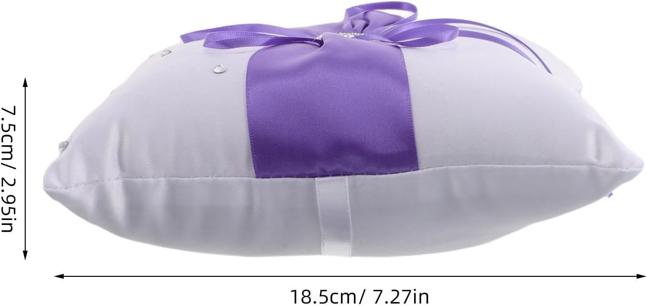 Purple Satin Wedding Ring Pillow for Wedding Party and Proposal Elegant Ring Bearer Pillow with Decorative Bowknot and Protective Surface Romantic Keepsake Cushion