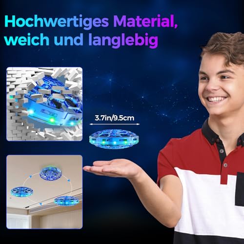 Skeufy Fliegender Ball, Magic Spinner Ball mit RGB Licht, Flying Orb Ball Mini Drohne für Kinder, Hand Controlled Schwebeball Spielzeug Geschenke für Jungen Mädchen 6-12 Jahre (Blau)