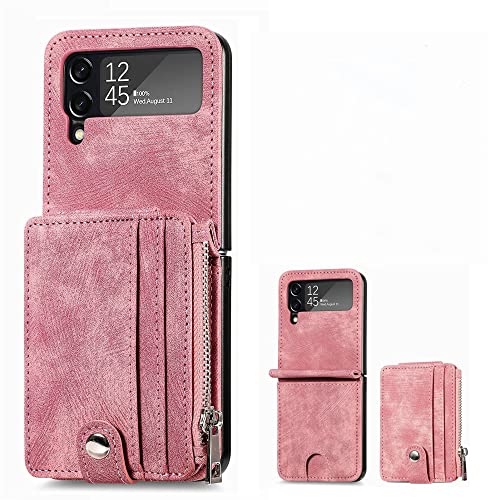 Housse de protection portefeuille Samsung Z Flip4 anti-rayures rose