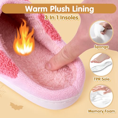 Halloween Slippers for Women Men, Halloween Pumpkin Slippers, Soft Plush Spooky Slipper, Cute Cartoon Cozy House Slipper, Fuzzy Winter Holiday Shoes, Halloweens Christmas Gifts4