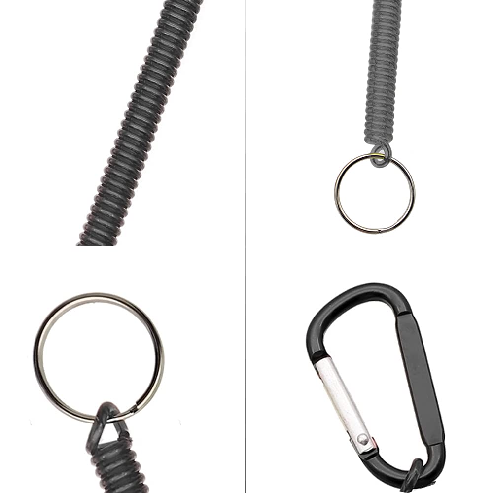 10 Portachiavi A Spirale Elastica - Con Moschettone, Fibbia E Anello, Per Pesca E Outdoor - Foto 7