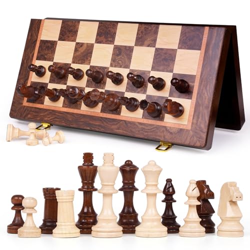 Juego de Ajedrez Magnético Plegable de Madera 15 Pulgadas miniatura 1