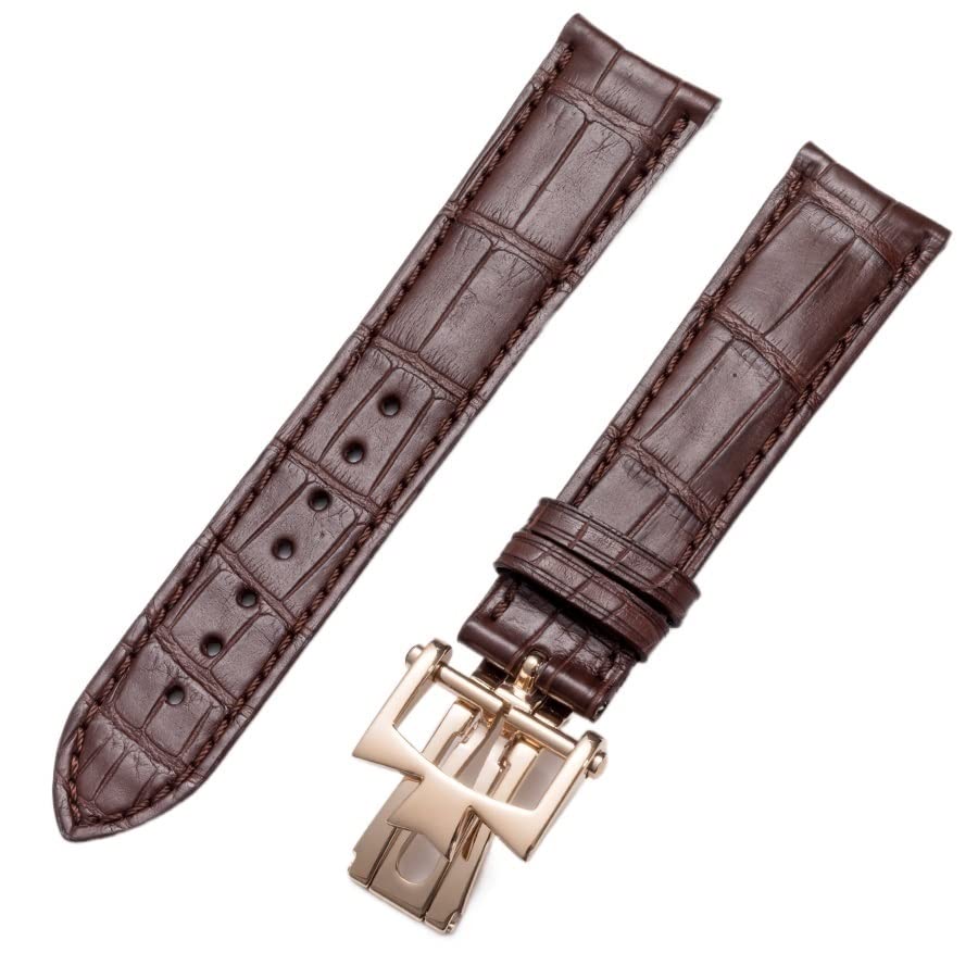 CNHKAU For Vacheron Constantin Strap Leather Men's Women's Original VC Inheritance Art Master Wu Lu Crocodile Leather Watch Strap (Color : Red brown, Size : 18mm)