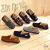 DUNLOP Moccasins Slippers Men Loafers Faux Fur Slippers Rubber Sole Memory Foam House Slippers Indoor Shoes Gifts For Men (Navy Mustard, 10 UK) #1