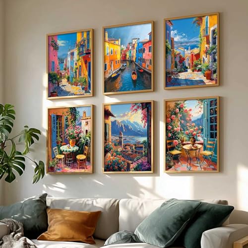 Image of kotart - City view wall Paintings with Frame for Home Decoration - Painting for Living Room Bedroom Office Wall hanging frames Set of 6 - (19X25 INCH, E)