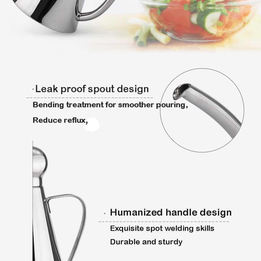 Dozownik oliwy z oliwek SUS304 Kuchnia ze stali nierdzewnej Słoik do przechowywania pojemnika Canister Pourer Odporny na wyciek(Size:1000ML,Color:Silver)