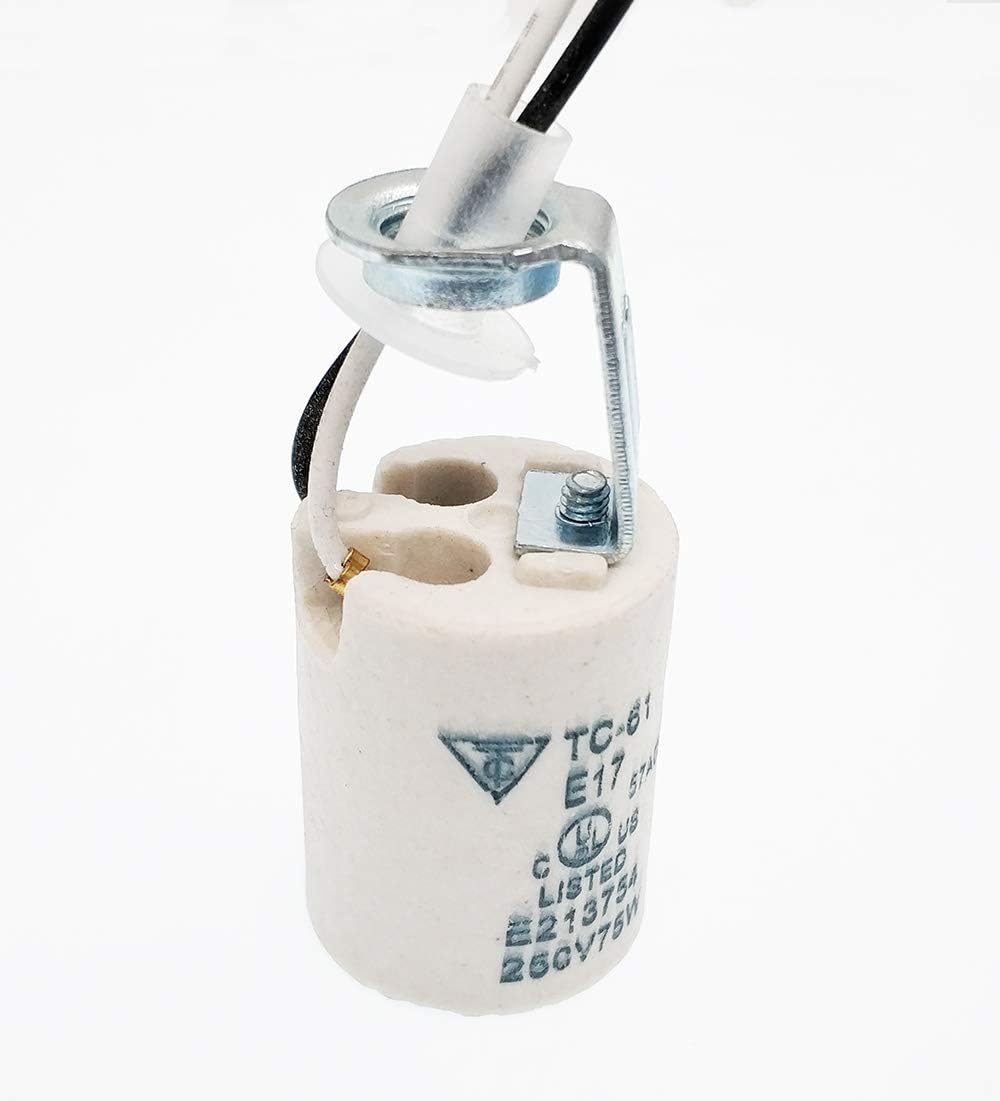 E-Simpo® E17 LED Lamp Socket E17 Lamp holder with bracket Ceramic Base Socket Adapter with 10cm silicone long UL (50)