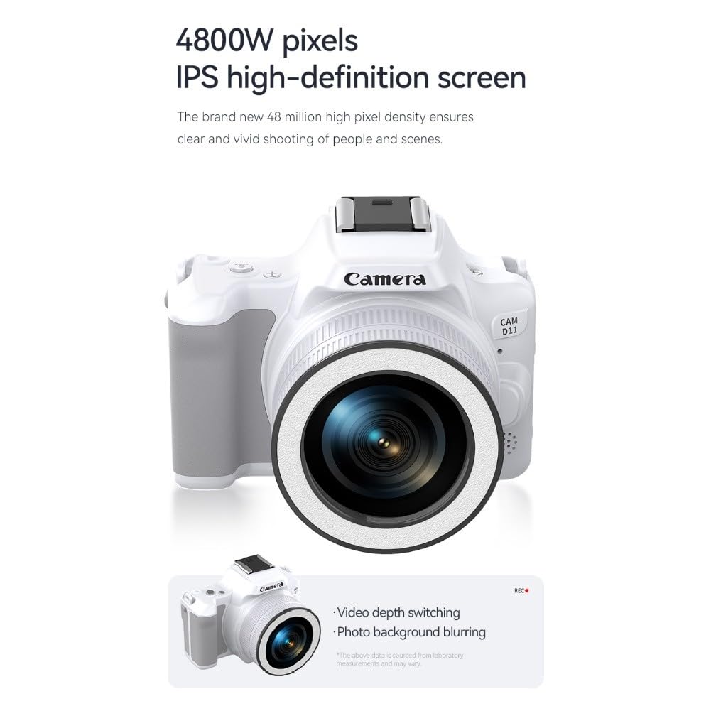 Fotocamera digitale, 48MP 2K Vlogging Camera con 16X per Zoom, Fotocamera portatile Point and Shoot con 12 LED Luce di Riempimento