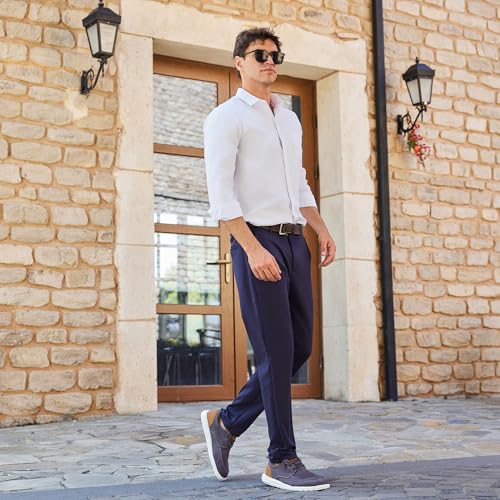 Image of ASITVO Men's Wide Canvas Loafers Slip on Boat Walking Shoes Casual Dress | Big Size Width Toe Box