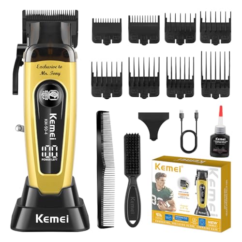 KEMEI KM-90-4 Professional Hair Clipper for Men Cord/Cordless Hair Cutting Kits, Hair & Beard Trimmer, Adjustable Blade Barber Clippers with USB Rechargeable, Gift for Men