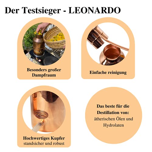 WERBUNG: Copper Garden Kupfer Destille Leonardo 2 Liter I Kleindestille nach Dr. Helge Schmickl mit Aromasieb I Legales Destilliergerät für ätherische Öle/Hydrolate/Düfte/destilliertes Wasser etc. - JETZT BEI AMAZON KAUFEN!