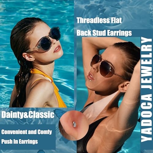 YADOCA 20G Threadless Flat Back Earrings for Women Men - Hypoallergenic Surgical Steel Push in Nose Stud Rings Labret Cartilage Lip Rings Medusa Nostril Conch Tragus Piercing Jewelry 18 Pairs4