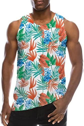 Flamingo Sleeveless Shirts for Men Big and Tall Teen Boys Casual Loose Fit Athletic Tank Tops Flamingo Animal Graphic Hipster Youth Dad Round Neck Sleeveless Undershirts Music Party, XL