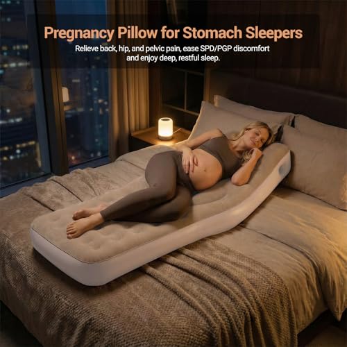 Image of Inflatable Pregnancy Pillow with Belly & Head Hole, Prone Pregnancy Pillow for Stomach Sleepers, Belly Pillow Pregnancy Mattress for Pregnant Women, Maternity airbed Pool Float for Tummy Massage
