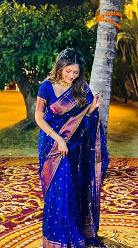 Image of C J Enterprise Women's Banarasi Saree Pure Kanjivaram Style Silk Saree With Blouse Piece for Wedding (BS09)