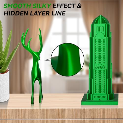 Image of PLA Filament 1.75mm, TINMORRY 3D Printer Filament, 1kg (2.2lbs), Compatible with Bambu FDM 3D Printer, Silk Green