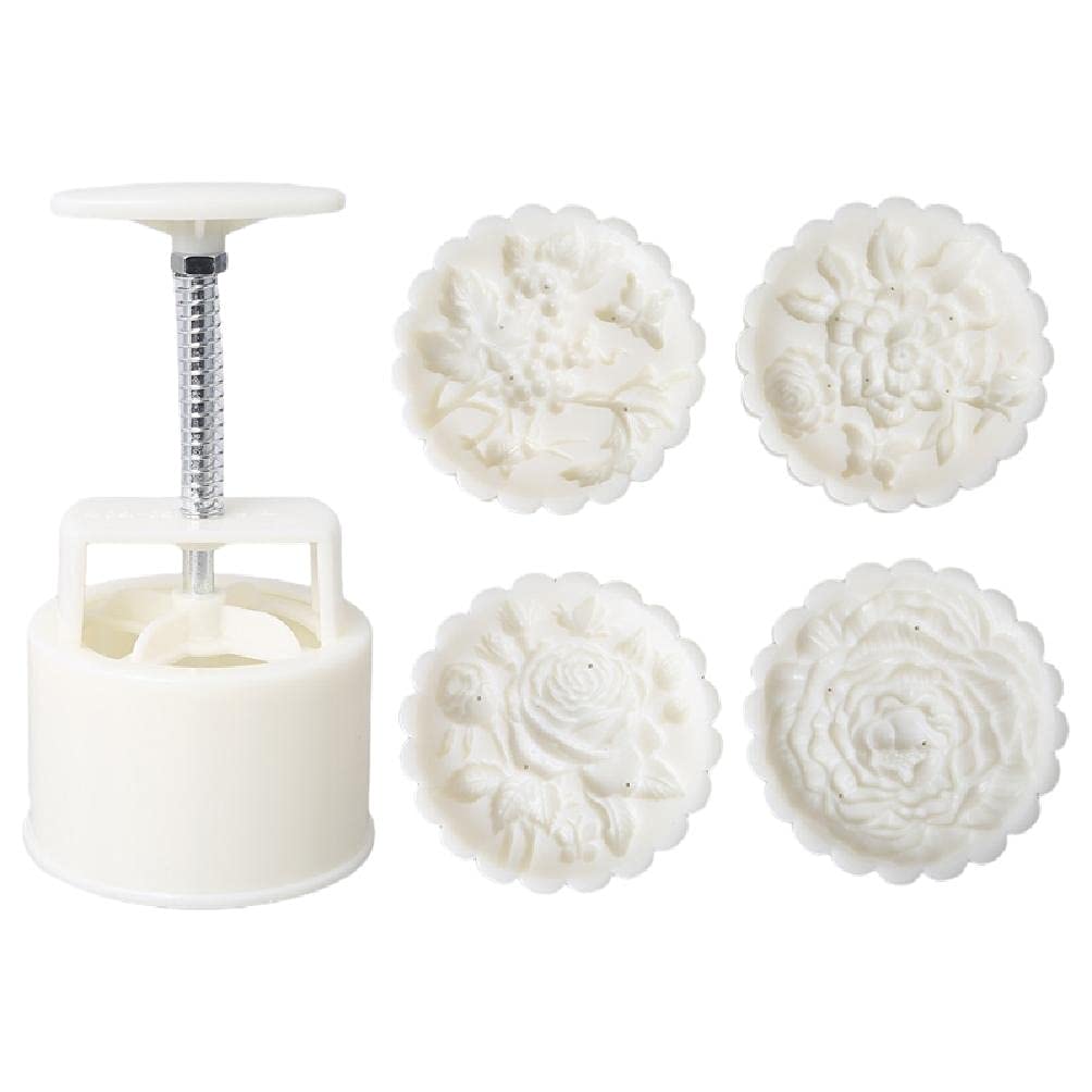 Mooncake Moulds Mid-Autumn Festival Hand Print Rose Moon Cake Mould DIY Decoration Mooncake Press Moulds 150 g or 200 g Mooncake Stamp Plastic 150 g 200 g Floral Pattern