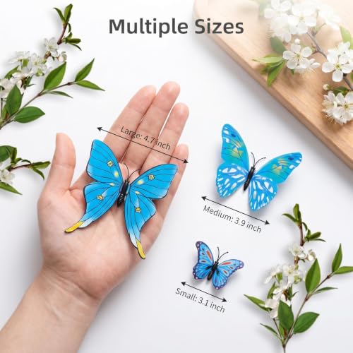12 stickers decorativos de mariposas 3D miniatura 3