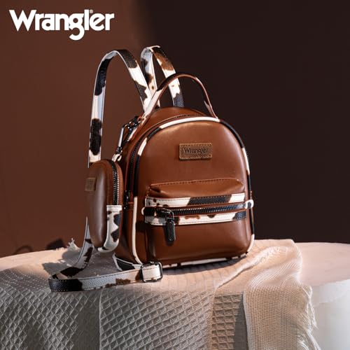 Image of Montana West Wrangler Mini Backpack Cute Cow Print Backpack Purse for Girls and Women, Brown WG102-8600BR