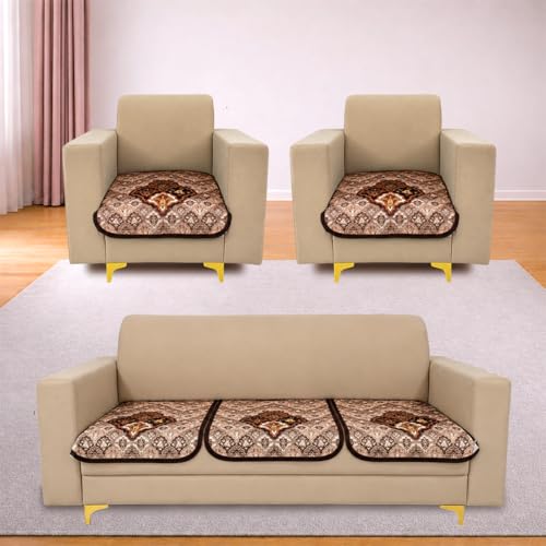 Image of Homerz Premium 'Maharaja Paradise Series' Sofa Cover | Net Fabric Sofa Cover | Washable, Anti-Dust Backed & Wrinkle Resistant Cover (Noor Mahal, 5 (3+1+1) Seater, Only Seat Cover)