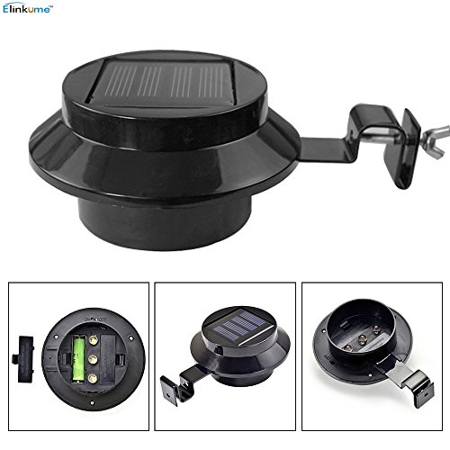 FALOVE 8pcgutterlight New Solar Light Lamp Powered Outdoor Garden Yard Wall LED Light Gutter Fence Wall Lampand and Bracket, Black, 8 Piece