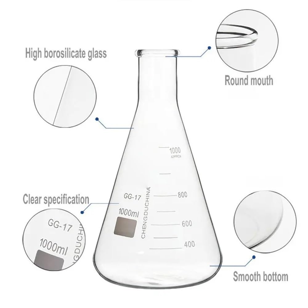 Attrezzature e forniture di laboratorio 1 pezzo 50 ml/100 ml/150 ml/200 ml/250 ml/300 ml/500 ml/1000 ml beuta di Erlenmeyer in vetro borosilicato for apparecchiature laboratorio