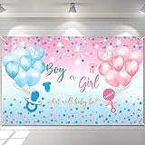Avezano Gender Reveal Backdrop Boy or Girl Sign Banner Blue and Pink Stars Dots Balloon Theme Baby Gender Reveal Party Decorations Baby Shower Party Supplies 70.8 x 43.3 Inch