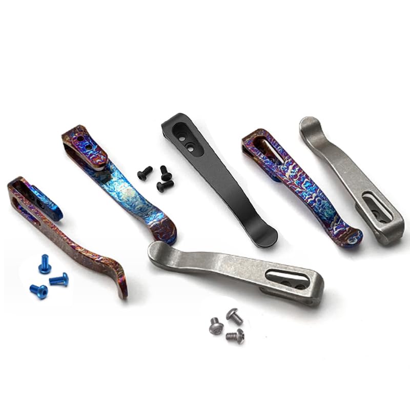 Echeson 1PC Titanium Pocket Clip with Fit for Rick Hinderer XM18, Custom Deep Carry Back Clip 3PCS T6 Torx Titanium Screws(Black)