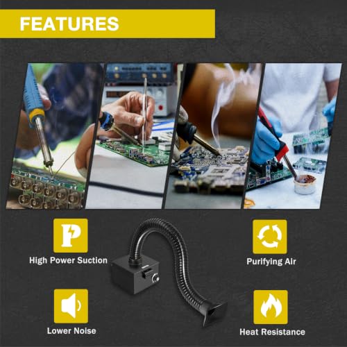 Image of KOTTO Strong Suction Smoke Absorber for Soldering,Welding,3D Printing | Extractor with Carbon or HEPA Filter [Updated,Hose Pre-Attached]-Black