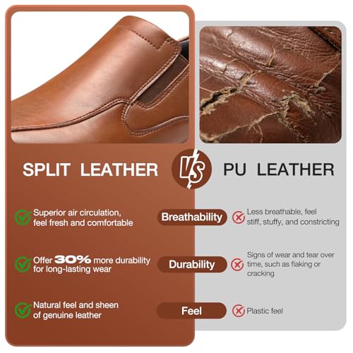 Image of HEEZ Mens Loafers, Split Leather Oxford Dress Shoes for Men, Formal Casual Business Shoes