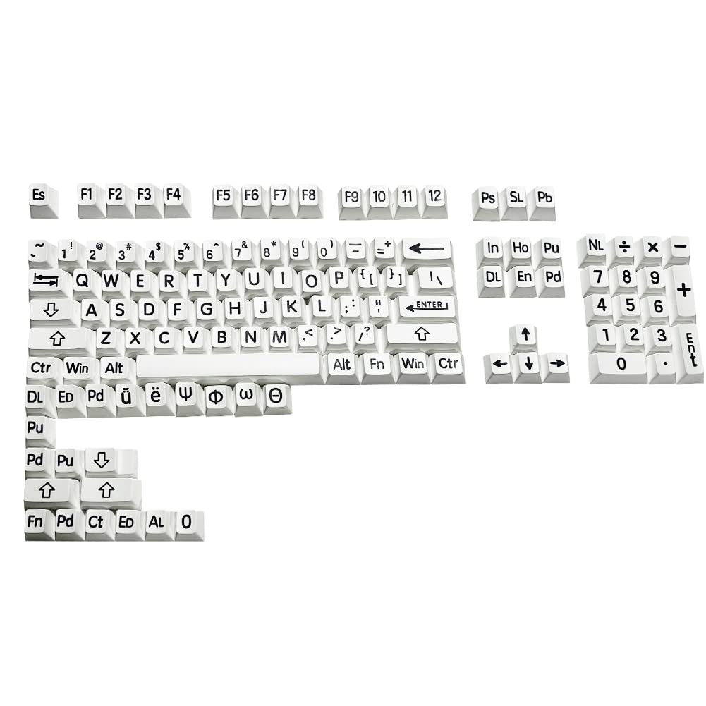 OLizee 125 Key Large Print PBT Keycaps - Full Set Oversized Print Letters Cherry Profile Keycap Set for Poor Eyesight MX Switches Mechanical Keyboard