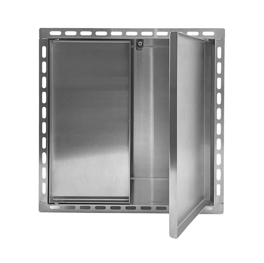 ZAVAK Recessed Wall Niche with Tileable Door in Bathroom, Double Door, Made from 304 Stainless Steel