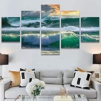 SIGNWIN 5 Panel Canvas Wall Art Modern Art Landscape Multicolor Photography Relax/Calm Rocky Romantics for Home Decorations Ready to Hang - 60